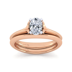 Ellis - 14K White-Rose Gold Oval Diamond Engagement Ring