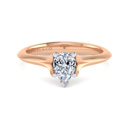Ellis - 14K White-Rose Gold Pear Shape Diamond Engagement Ring