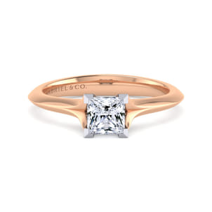 Ellis - 14K White-Rose Gold Princess Cut Diamond Engagement Ring