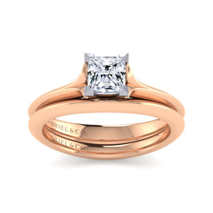 Ellis - 14K White-Rose Gold Princess Cut Diamond Engagement Ring