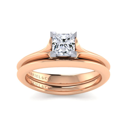 Ellis - 14K White-Rose Gold Princess Cut Diamond Engagement Ring