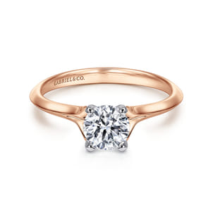 Ellis - 14K White-Rose Gold Round Diamond Engagement Ring