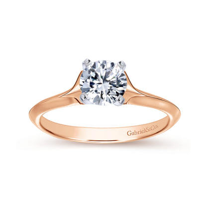 Ellis - 14K White-Rose Gold Round Diamond Engagement Ring