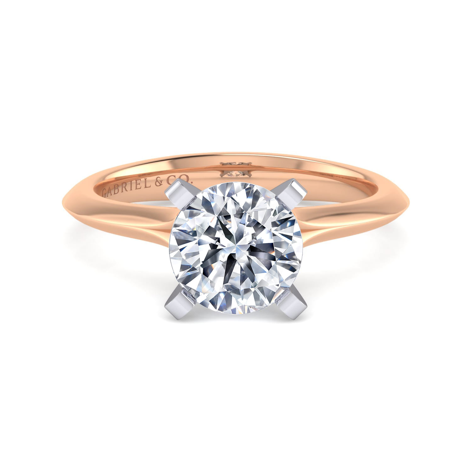 Ellis - 14K White-Rose Gold Round Diamond Engagement Ring