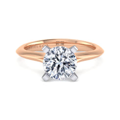 Ellis - 14K White-Rose Gold Round Diamond Engagement Ring