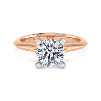 Ellis - 14K White-Rose Gold Round Diamond Engagement Ring