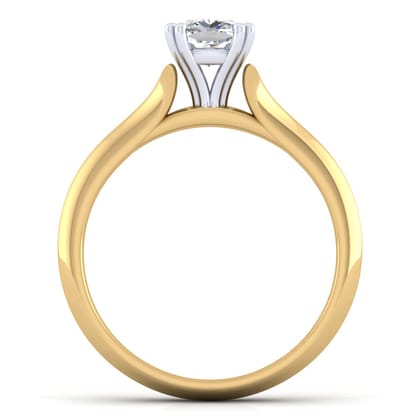 Ellis - 14K White-Yellow Gold Cushion Cut Diamond Engagement Ring