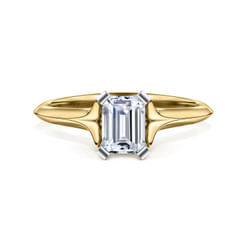 14K White-Yellow Gold Emerald Cut Diamond Engagement Ring