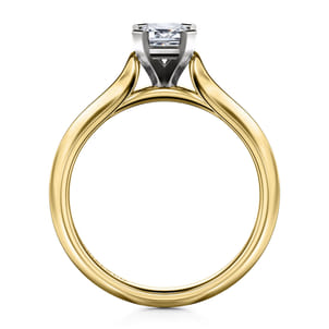 Ellis - 14K White-Yellow Gold Emerald Cut Diamond Engagement Ring
