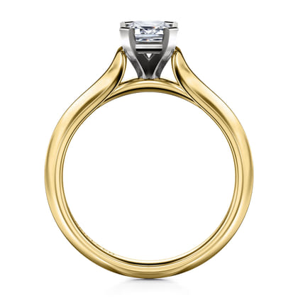 Ellis - 14K White-Yellow Gold Emerald Cut Diamond Engagement Ring