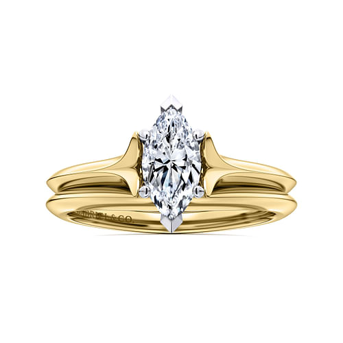 Ellis - 14K White-Yellow Gold Marquise Diamond Engagement Ring - Shot 4