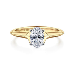 Ellis - 14K White-Yellow Gold Oval Diamond Engagement Ring