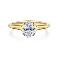 Ellis - 14K White-Yellow Gold Oval Diamond Engagement Ring