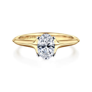 Ellis - 14K White-Yellow Gold Oval Diamond Engagement Ring