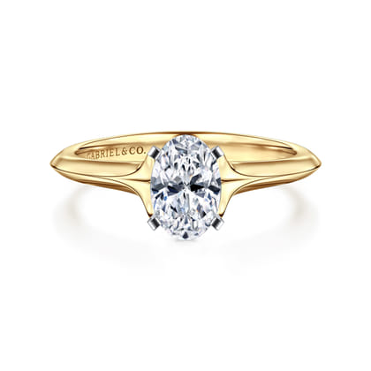 Ellis - 14K White-Yellow Gold Oval Diamond Engagement Ring