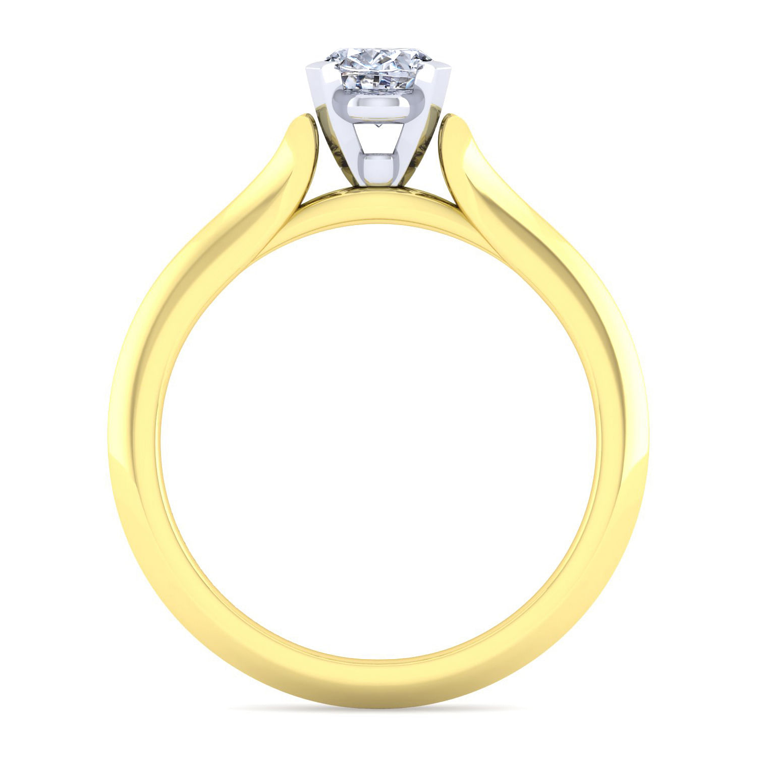 Ellis - 14K White-Yellow Gold Oval Diamond Engagement Ring
