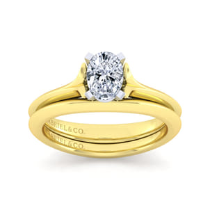Ellis - 14K White-Yellow Gold Oval Diamond Engagement Ring