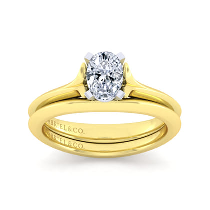 Ellis - 14K White-Yellow Gold Oval Diamond Engagement Ring