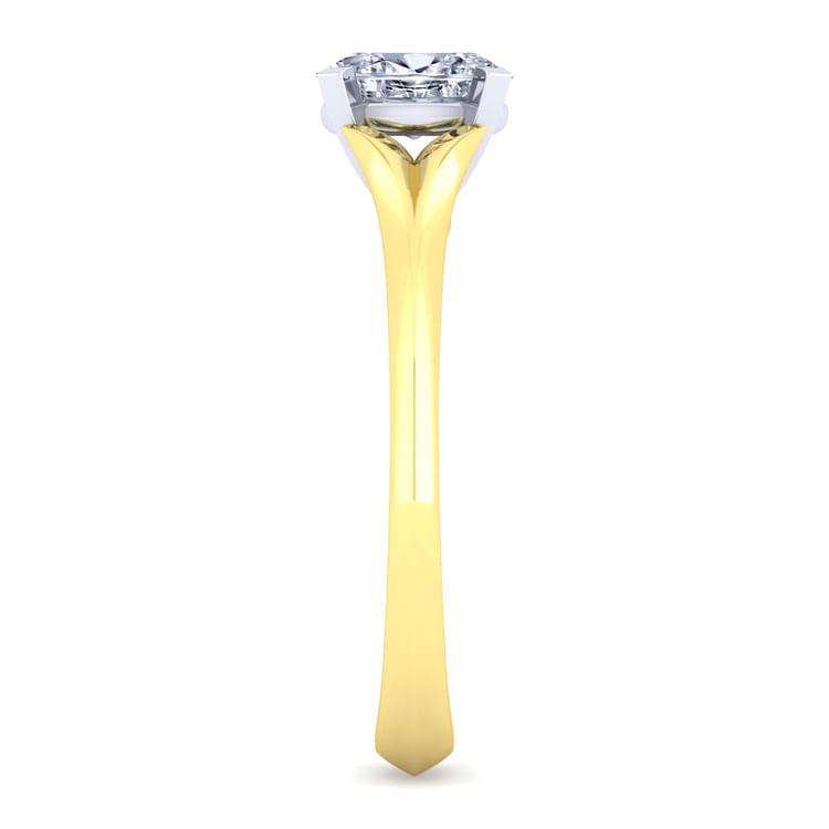 Ellis - 14K White-Yellow Gold Oval Diamond Engagement Ring
