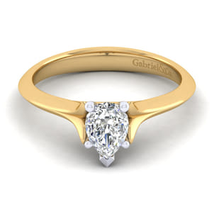 Ellis - 14K White-Yellow Gold Pear Shape Diamond Engagement Ring