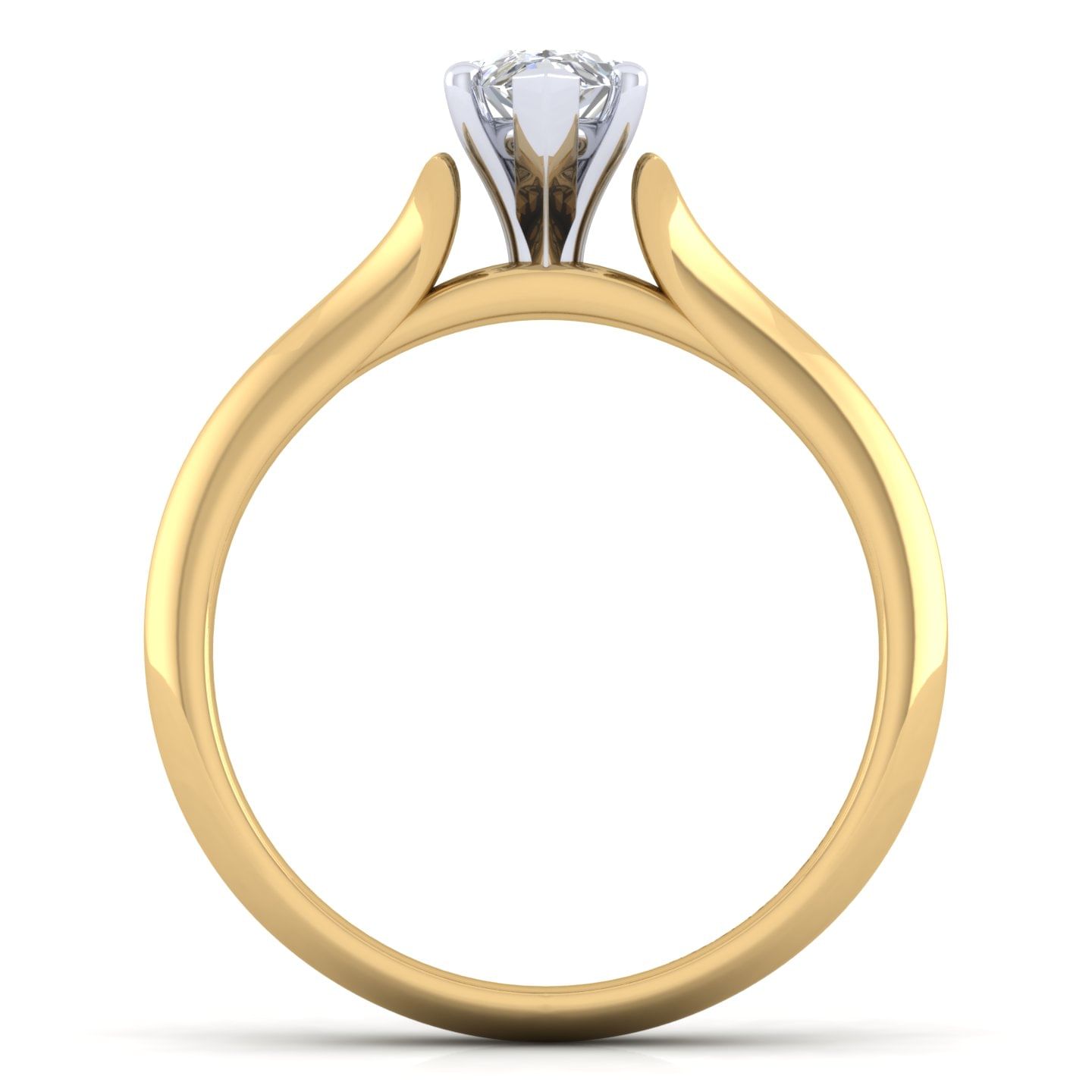 Ellis - 14K White-Yellow Gold Pear Shape Diamond Engagement Ring