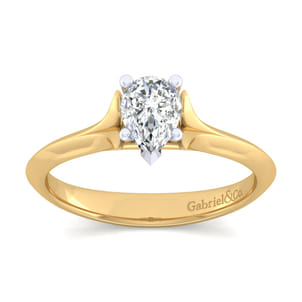 Ellis - 14K White-Yellow Gold Pear Shape Diamond Engagement Ring