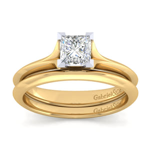 Ellis - 14K White-Yellow Gold Princess Cut Diamond Engagement Ring