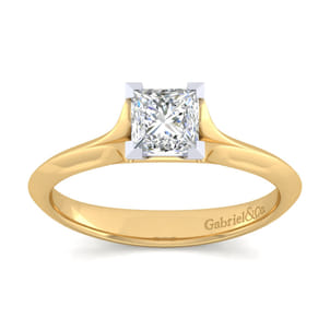 Ellis - 14K White-Yellow Gold Princess Cut Diamond Engagement Ring