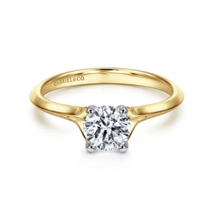 Ellis - 14K White-Yellow Gold Round Diamond Engagement Ring