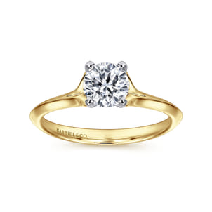 Ellis - 14K White-Yellow Gold Round Diamond Engagement Ring