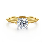 Ellis - 14K White-Yellow Gold Round Diamond Engagement Ring