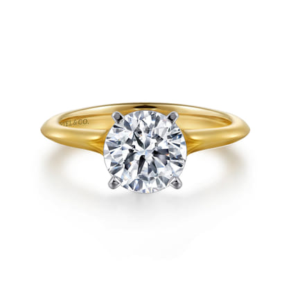 Ellis - 14K White-Yellow Gold Round Diamond Engagement Ring
