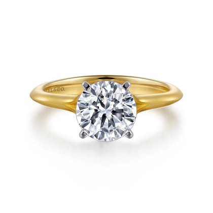 Ellis - 14K White-Yellow Gold Round Diamond Engagement Ring