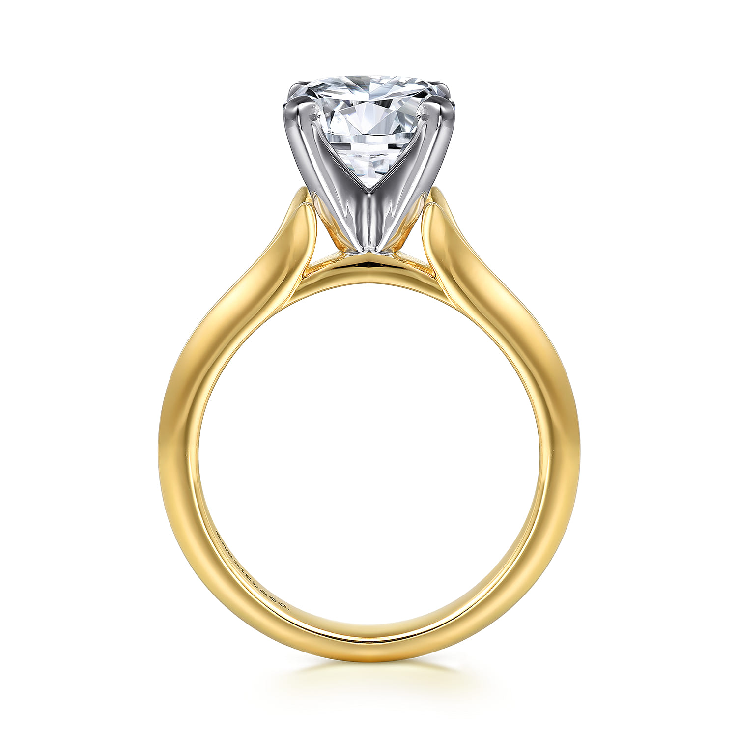 Ellis - 14K White-Yellow Gold Round Diamond Engagement Ring