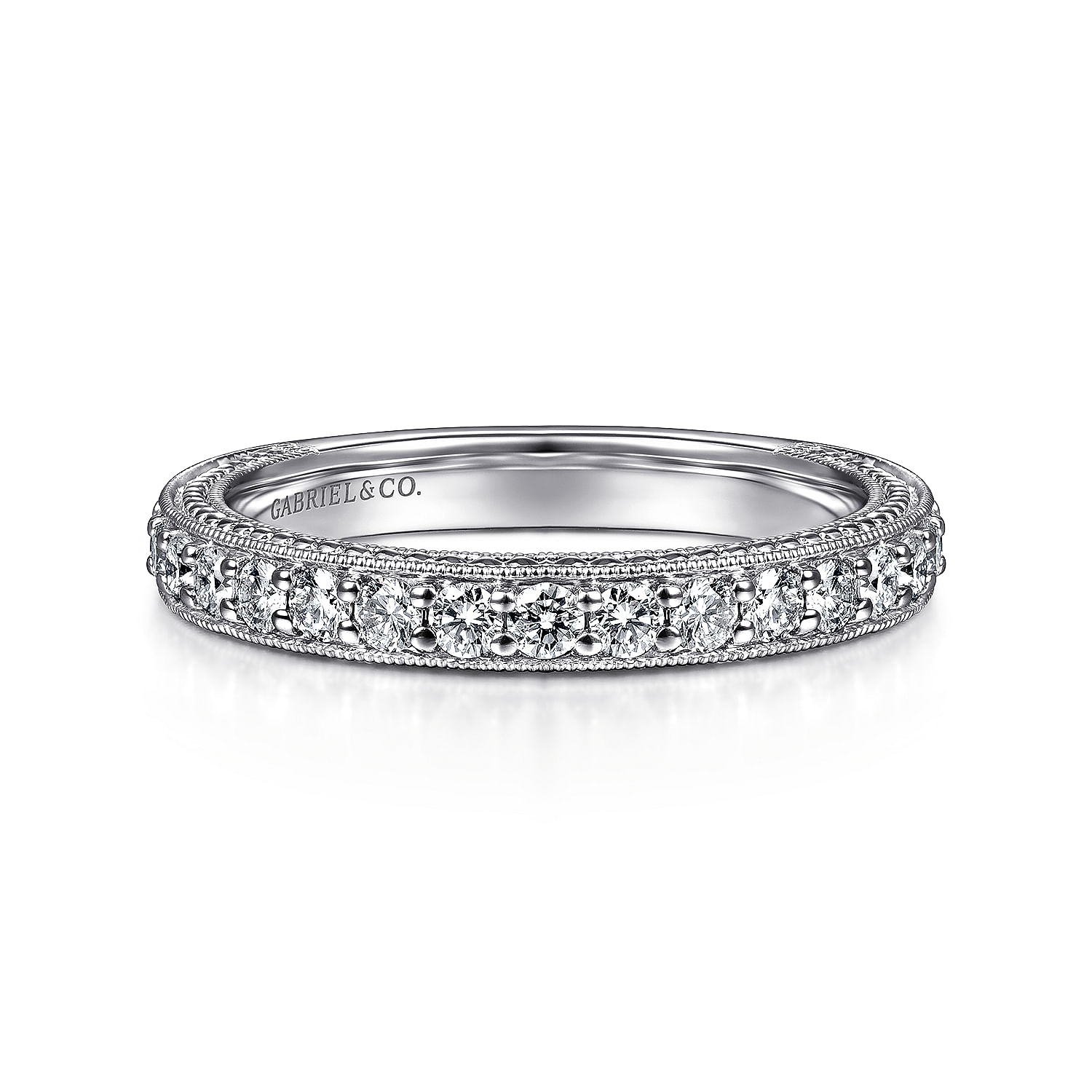 Ellise - Vintage Inspired 14K White Gold Diamond Anniversary Band