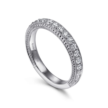 Ellise - Vintage Inspired 14K White Gold Diamond Anniversary Band