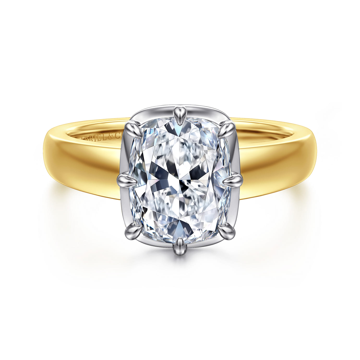 Elowen - 14K Yellow Gold Elongated Cushion Solitaire Diamond Engagement Ring