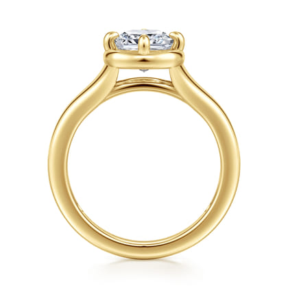 Elsa - 14K Yellow Gold Compass Bezel Prong Cushion Cut Solitaire Diamond Engagement Ring