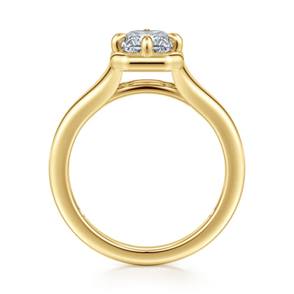 Elsa - 14K Yellow Gold Compass Bezel Prong Emerald Cut Solitaire Diamond Engagement Ring
