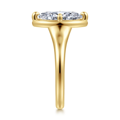 Elsa - 14K Yellow Gold Compass Bezel Prong Marquise Shape Solitaire Diamond Engagement Ring