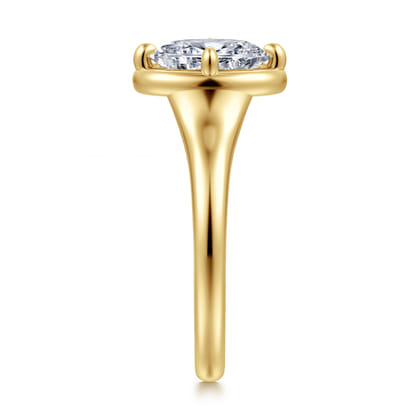 Elsa - 14K Yellow Gold Compass Bezel Prong Oval Solitaire Diamond Engagement Ring