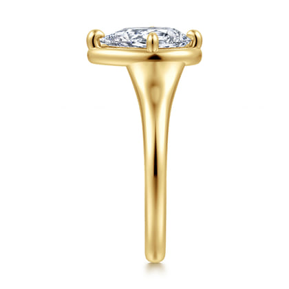 Elsa - 14K Yellow Gold Compass Bezel Prong Pear Shape Solitaire Diamond Engagement Ring