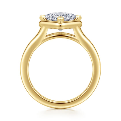 Elsa - 14K Yellow Gold Compass Bezel Prong Princess Cut Solitaire Diamond Engagement Ring