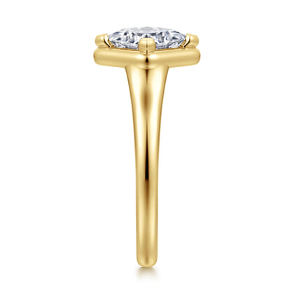 Elsa - 14K Yellow Gold Compass Bezel Prong Princess Cut Solitaire Diamond Engagement Ring