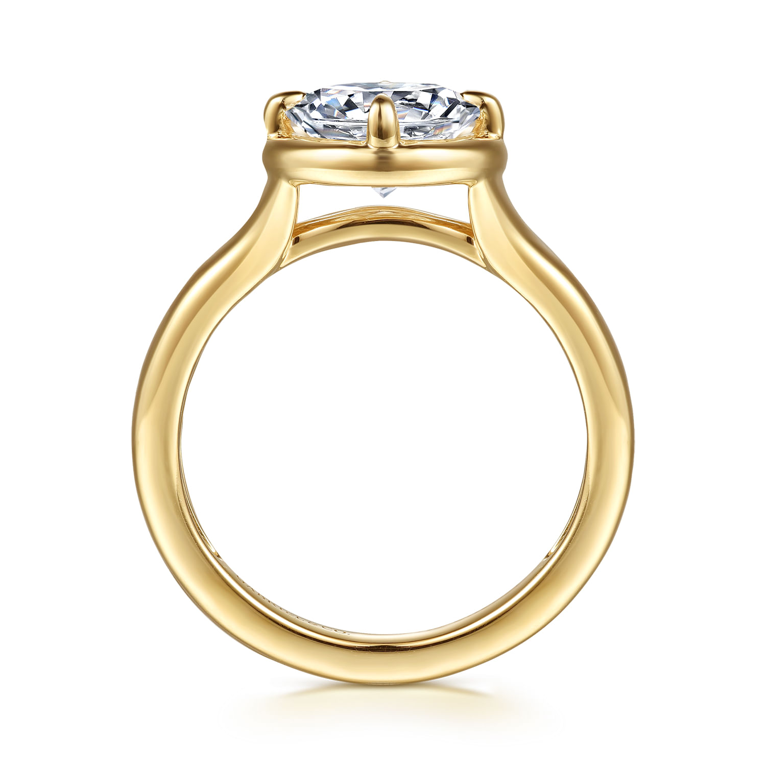 Elsa - 14K Yellow Gold Compass Prong Round Solitaire Diamond Engagement Ring