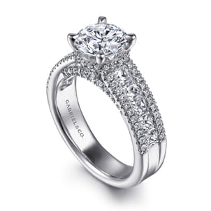 Elvette - 14K White Gold Hidden Halo Round Diamond Channel Set Engagement Ring