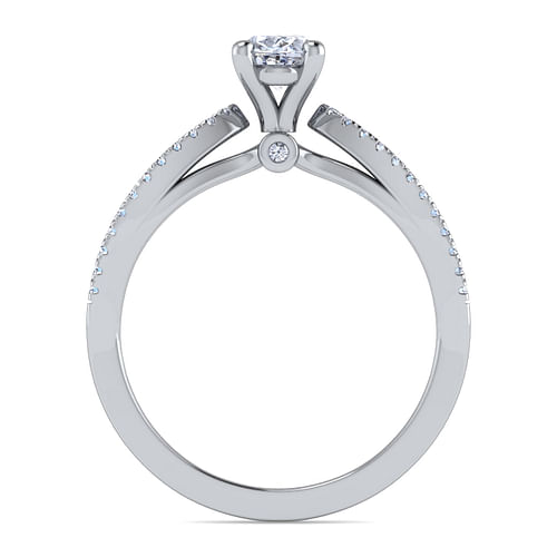Elyse - 14K White Gold Split Shank Oval Diamond Engagement Ring - 0.18 ct - Shot 2