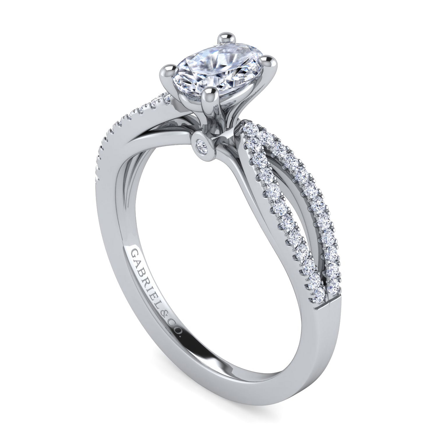 Elyse - 14K White Gold Split Shank Oval Diamond Engagement Ring - 0.18 ct - Shot 3