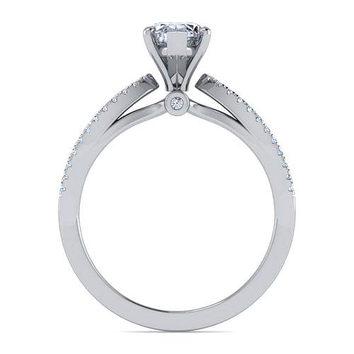 Elyse - 14K White Gold Split Shank Pear Shape Diamond Engagement Ring - 0.18 ct - Shot 2