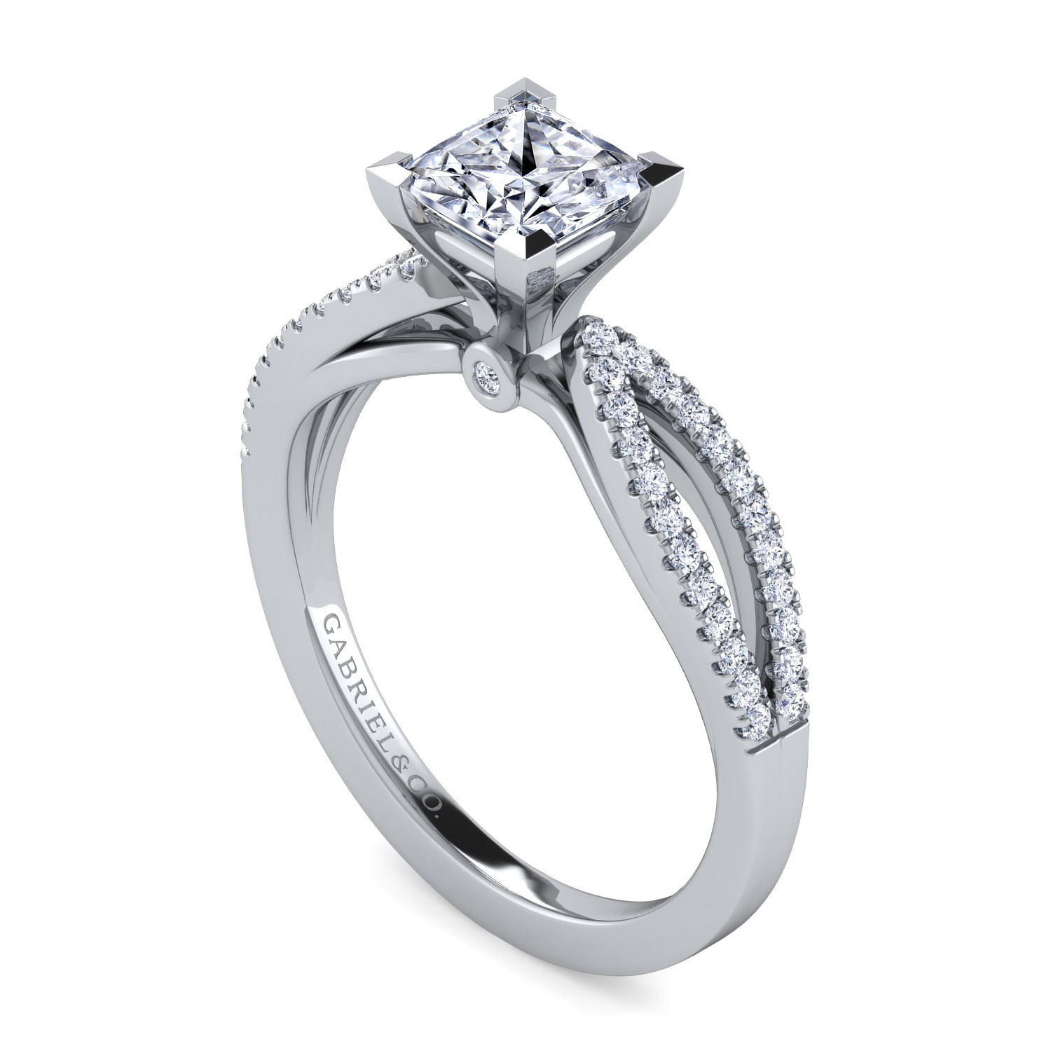 Elyse - 14K White Gold Split Shank Princess Cut Diamond Engagement Ring - 0.18 ct - Shot 3